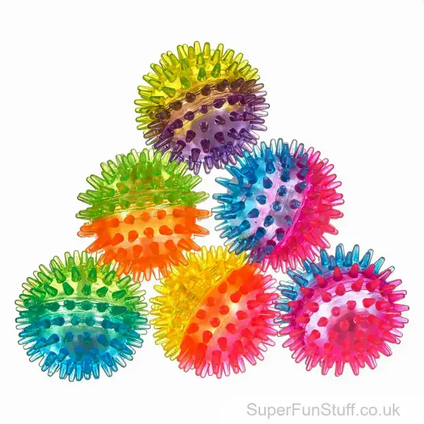 Flashing Spiky Rubber Ball Sensory Toy - 6.5cm | Kid's Pocket Money Toys UK