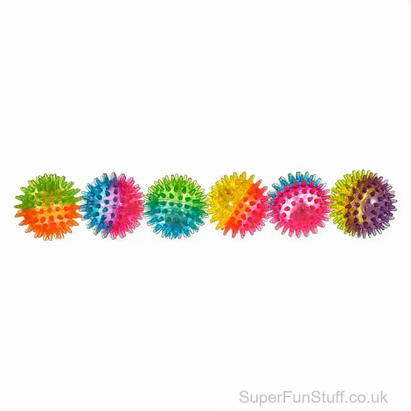 Flashing Spiky Rubber Ball Sensory Toy - 6.5cm | Kid's Pocket Money Toys UK