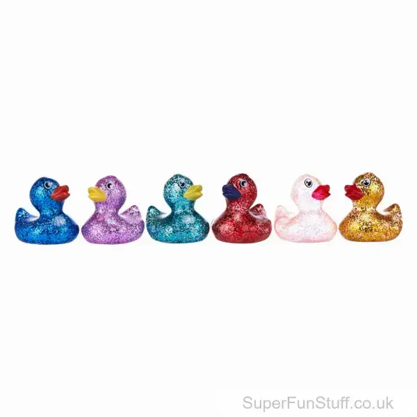 Glitter Rubber Duck 6cm | Sparkling Bath Toy Small Rubber Duck | SuperFunStuff.co.uk