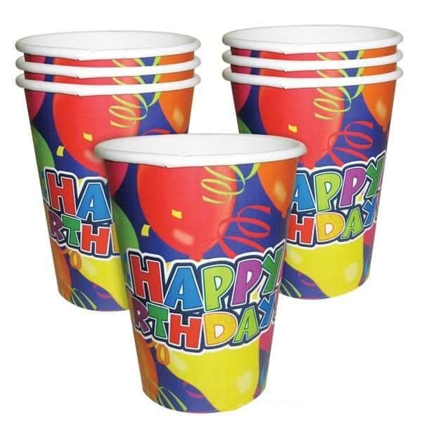 Happy Birthday Disposable Cups | Pack of 6 | Party Supplies