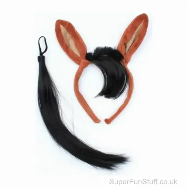Horse Ears Aliceband with Tail Fancy Dress Set | Farm Animal Costume Accessories