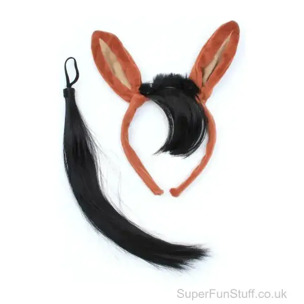 Horse Ears Aliceband with Tail Fancy Dress Set | Farm Animal Costume Accessories