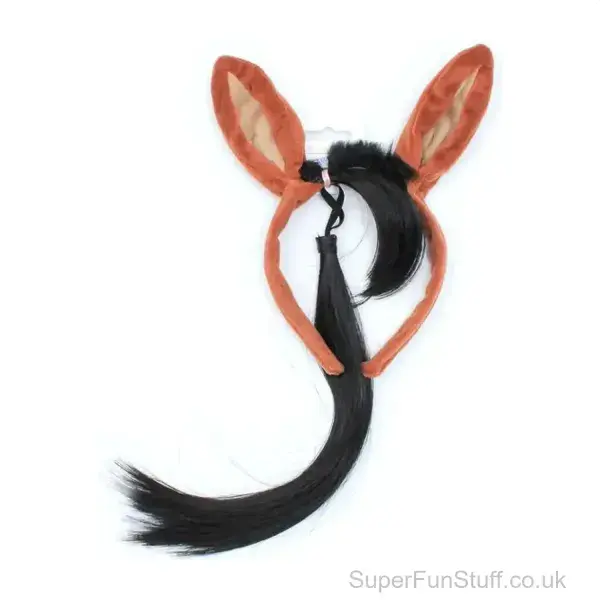 Horse Ears Aliceband with Tail Fancy Dress Set | Farm Animal Costume Accessories