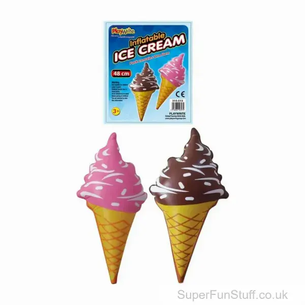 Inflatable Ice Cream Cone | Novelty Food Blow Up Toy | Strawberry or Chocolate
