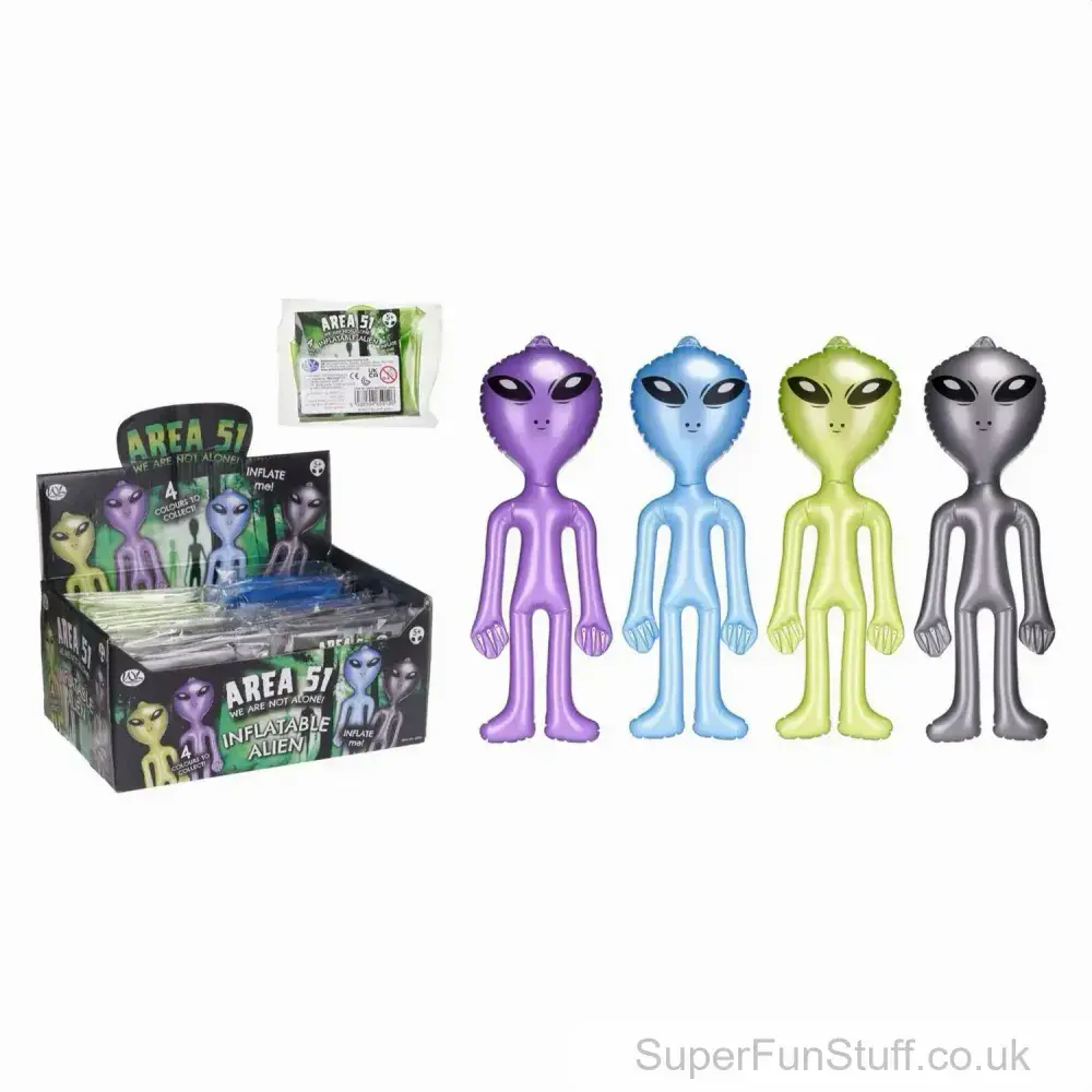 Inflatable Alien with Loop to Hang - 65cm | Green, Blue, Purple or Grey
