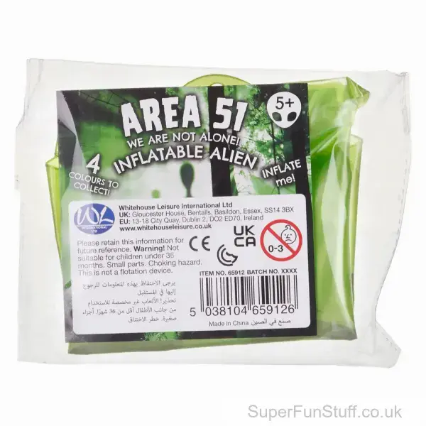 Inflatable Alien with Loop to Hang - 65cm | Green, Blue, Purple or Grey