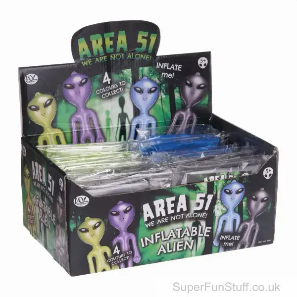 Inflatable Alien with Loop to Hang - 65cm | Green, Blue, Purple or Grey