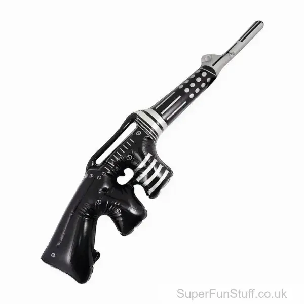 Inflatable Machine Gun Rifle In Black - 90cm | Fancy Dress Toy Weapons UK