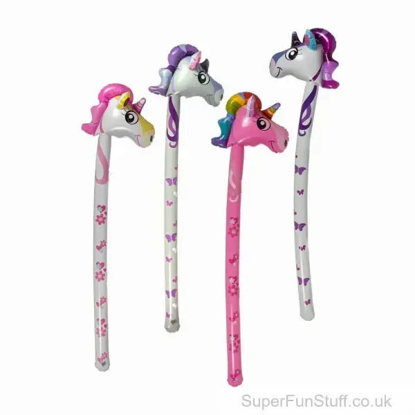 Inflatable Pretty Unicorn Stick - 120cm | Kid's Unicorn Party Toys