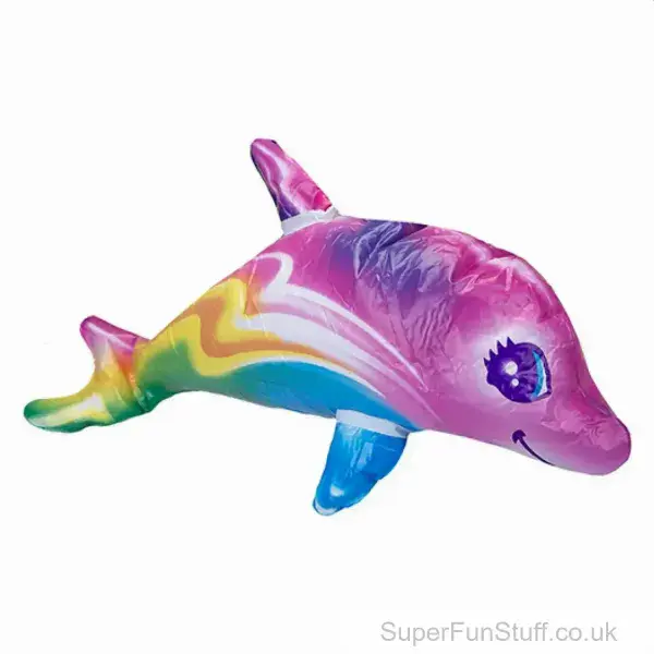 Inflatable Rainbow Dolphin - 90cm | Tie Dye Colour Blow Up Dolphin