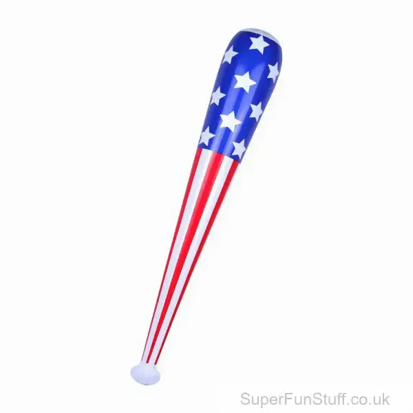 Inflatable USA Stars & Stripes Baseball Bat - 85cm | American Themed Party Toy