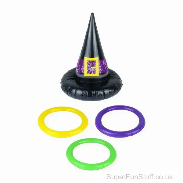Inflatable Witch Hat And Hoops Game - 4 Pieces | Halloween Party Game