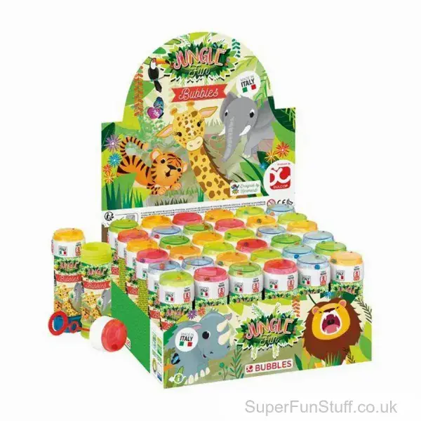 Jungle Animal Bubble Tubs 60ml With Wand | Party Bag Fillers For Kids | SuperFunStuff.co.uk
