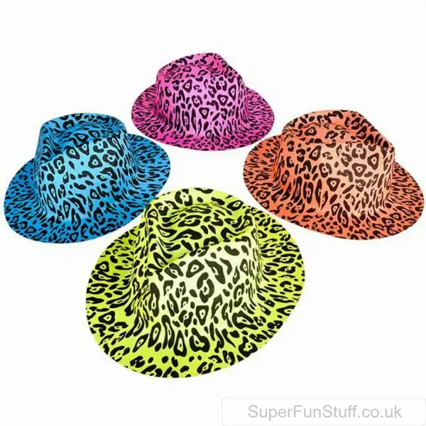 Leopard Print Fancy Dress Fedora Hat - Stylish Gangster Accessory | Hen Party Hats UK