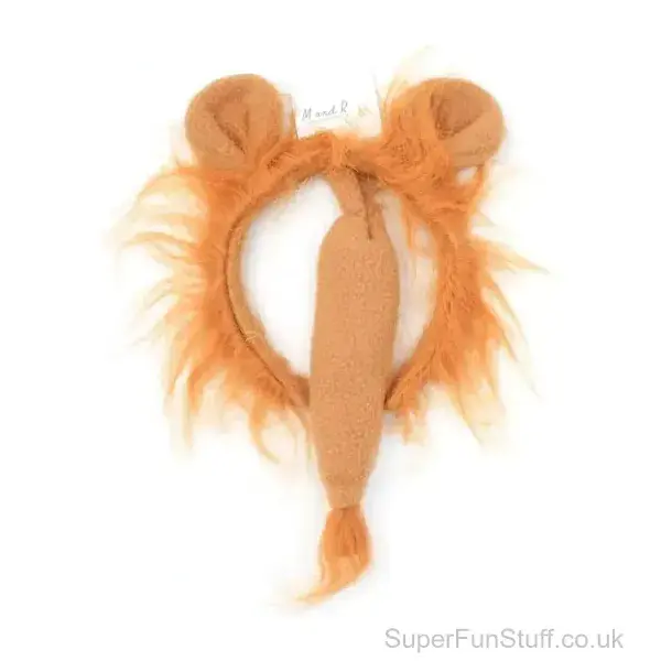 Lion Fancy Dress Headband and Tail Set | Jungle Animal Costume Accessories for Kids and Adults | Parties and Events