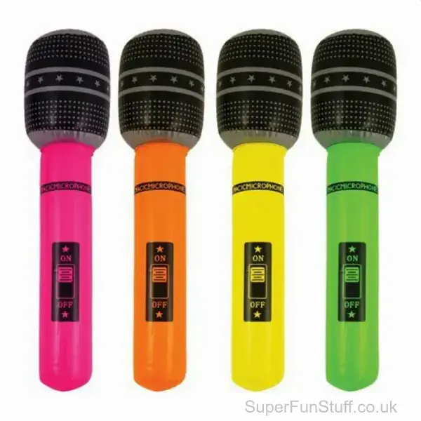 Microphone Inflatable Neon Colour - 25cm | Karaoke Party Instrument Toy