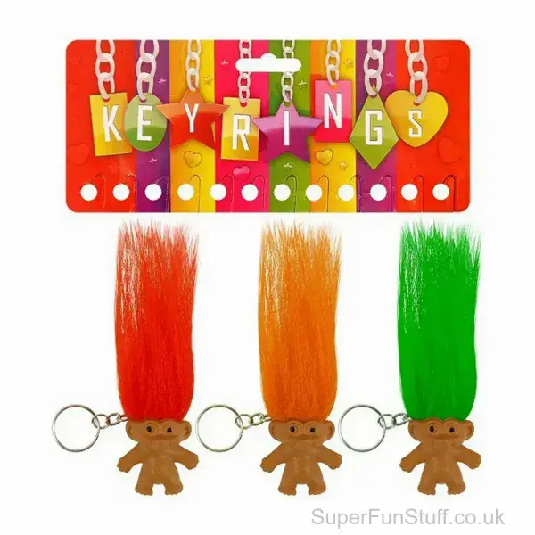 Mini Retro Troll With Hair Keyring - 3.5cm | Fun Novelty Birthday Gift