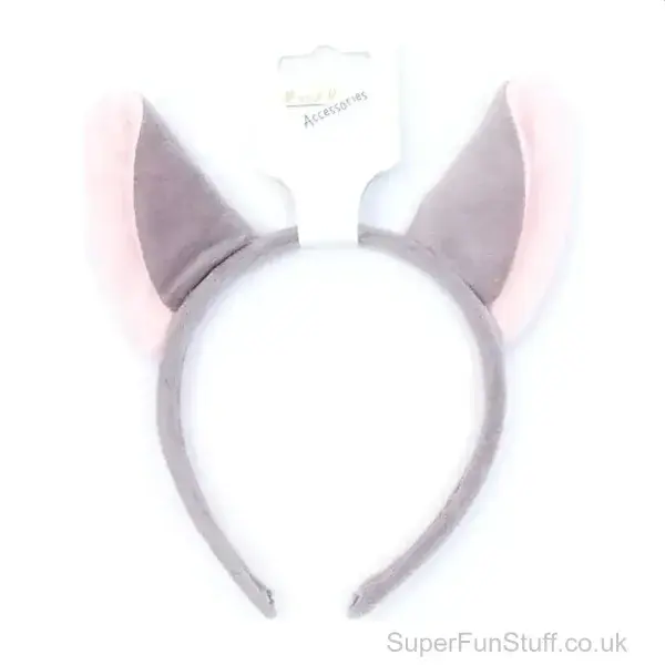 Mouse Ears Headband - Pink and Grey | Girls Fancy Dress Item
