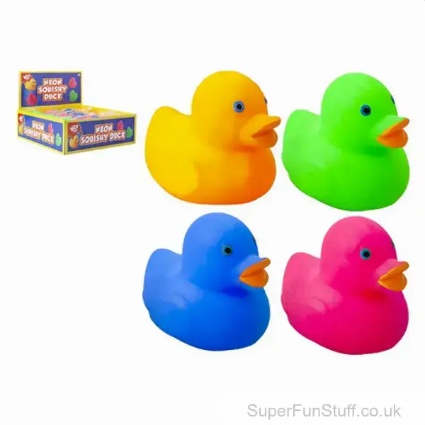 Neon Colour Rubber Duckling (9cm) | Big Rubber Duck In Bright Colours | SuperFunStuff.co.uk