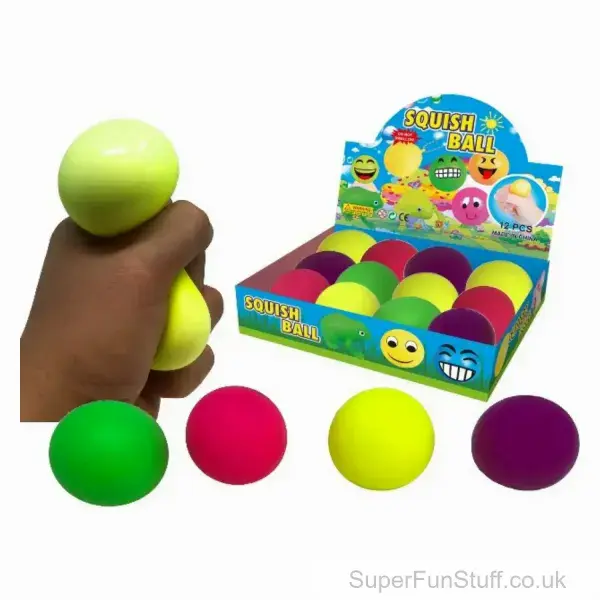 Neon Colour Squishy Stress Ball Toy - 6cm | Vibrant Sensory Toy For Kids & Adults | SuperFunStuff.co.uk