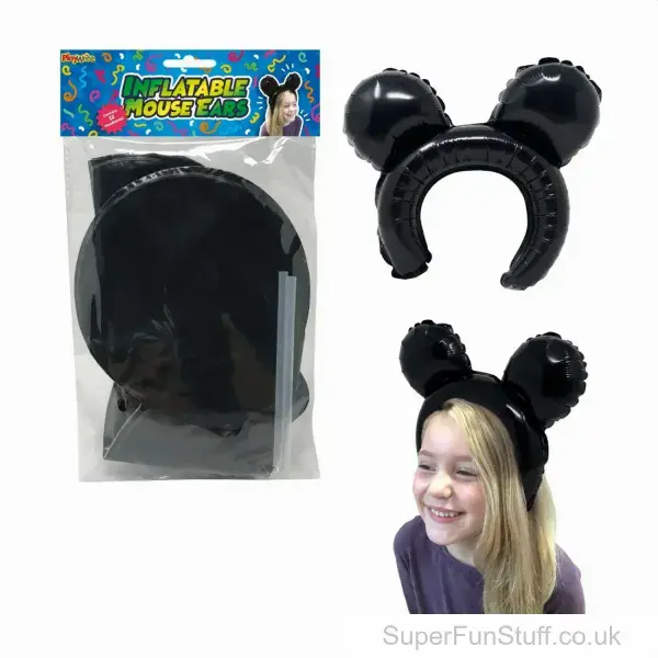 Pack of 12 Inflatable Mouse Ears Headbands | Fancy Dress | Kid's Party Bag Fillers