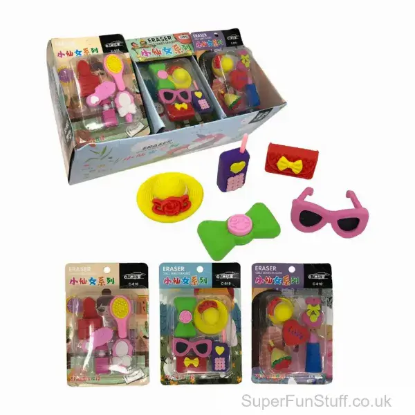 Pack of 5 Fashion Erasers - Stationery Gift | Party Bag Gifts For Children