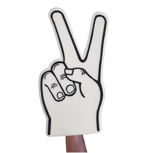 Peace Sign Big Foam Hand - White or Blue | Large Foam Finger V for Victory