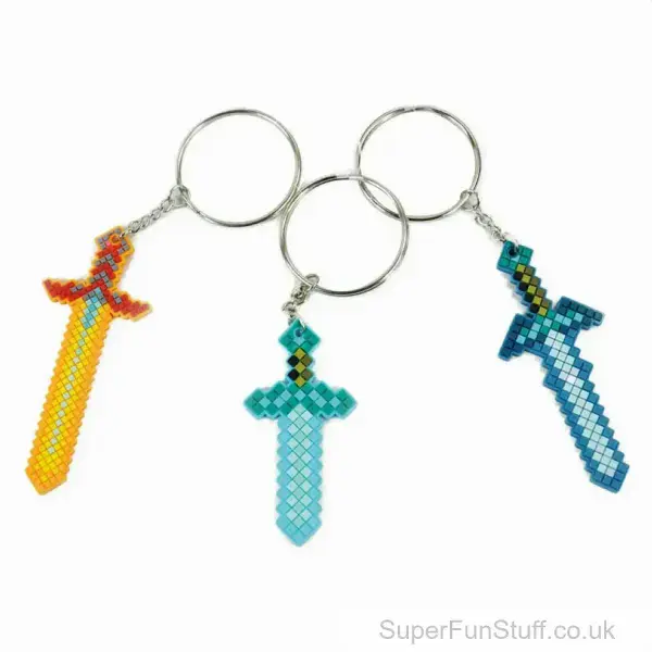 Pixel Gaming Sword PVC Keyring - 5cm | Kid's Party Bag Toys UK