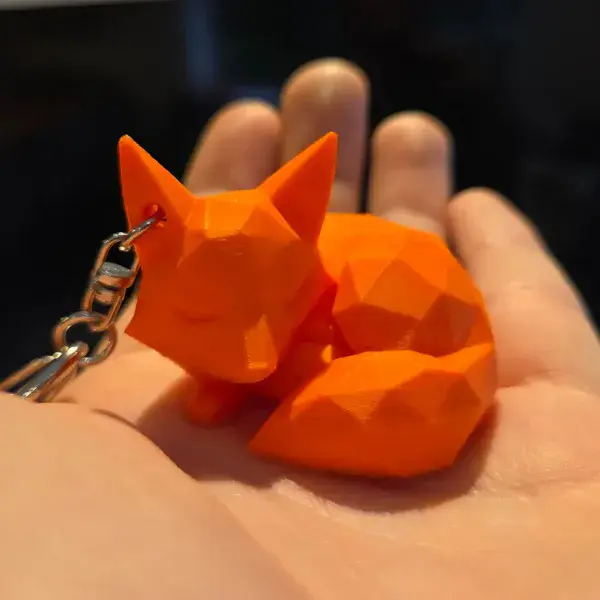 Polygon Cute Orange Fox Keyring -  5cm