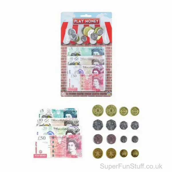Pretend Pounds Play Money - Notes & Coins | Party Bag Fillers | Educational Toy