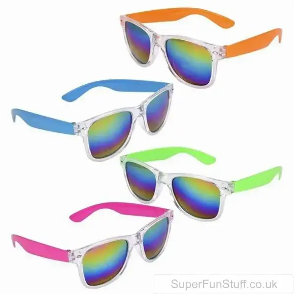 Rainbow Lens Sunglasses - Adult Size Shades for Retro Party Fancy Dress