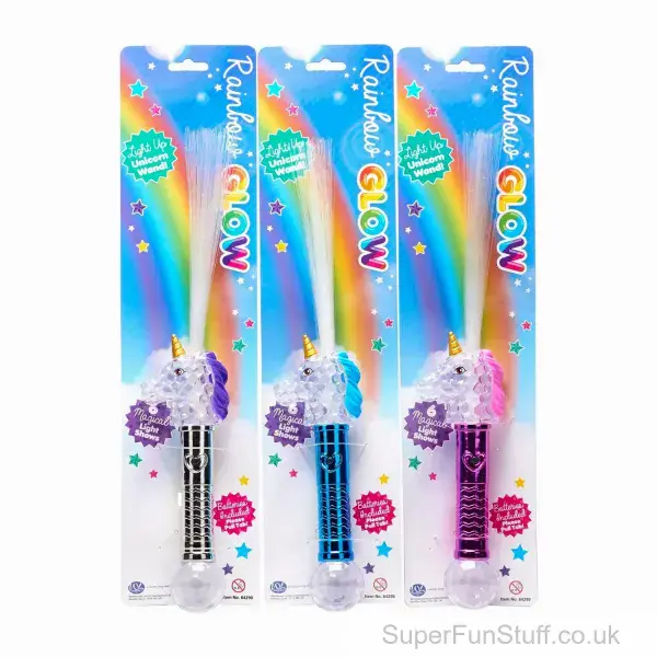Rainbow Unicorn Light Up Fibre Optic Wand  - 38cm | Birthday Gifts For Girls