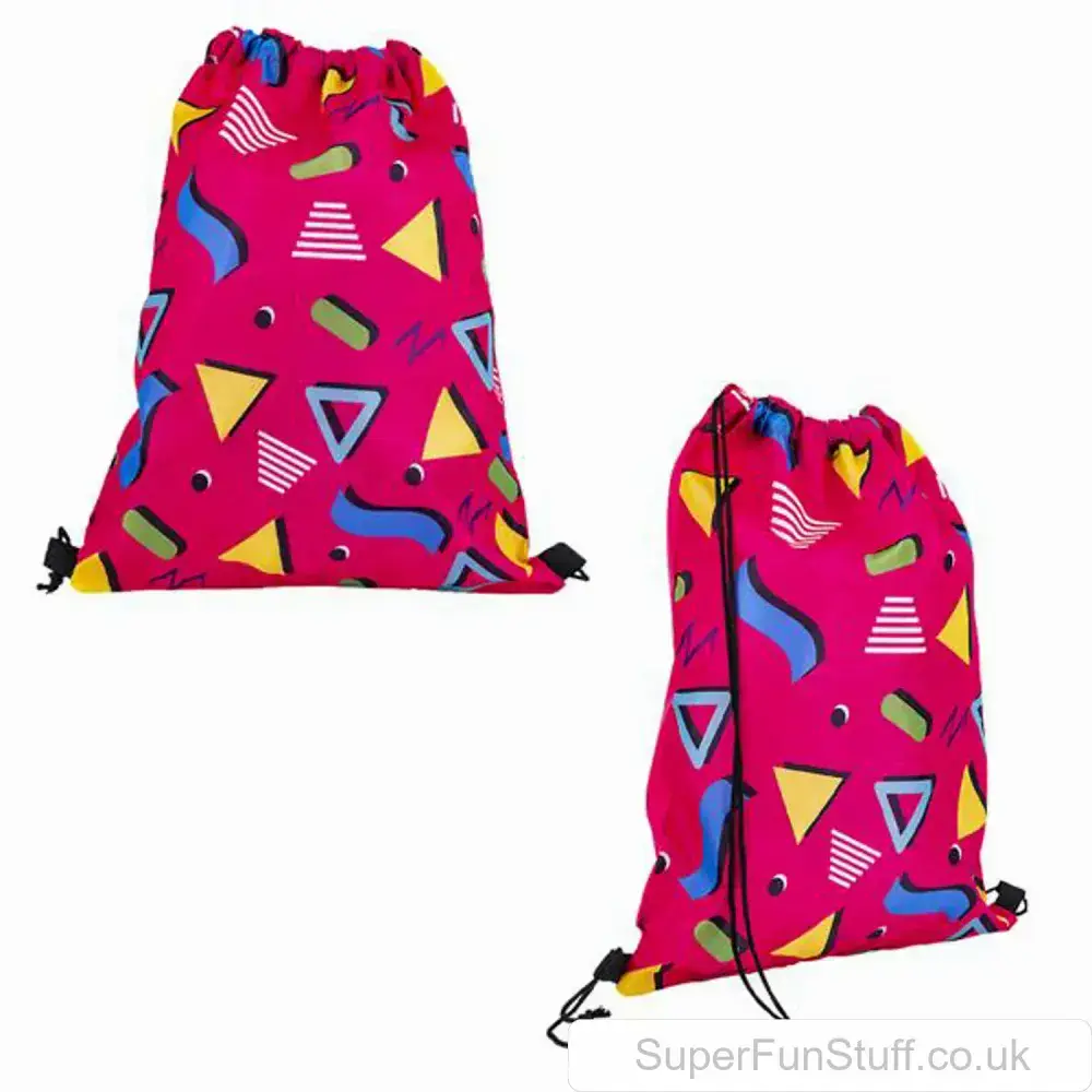 Retro 90s Design Drawstring Backpack in Pink | Nostalgic Kids ...