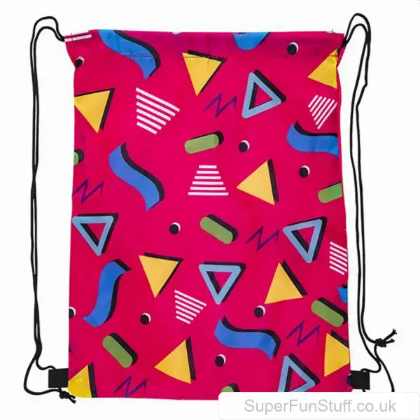 Retro 90s Design Drawstring Backpack in Pink | Nostalgic Kids' Accessory | Unique Gifts For Kids UK