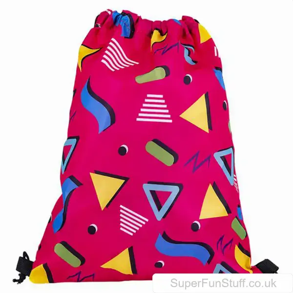 Retro 90s Design Drawstring Backpack in Pink | Nostalgic Kids' Accessory | Unique Gifts For Kids UK