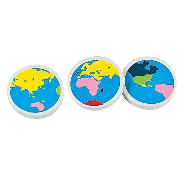 Set of 3 Earth Pencil Erasers | Back To School Novelty Stationery | Party Bag Fillers UK
