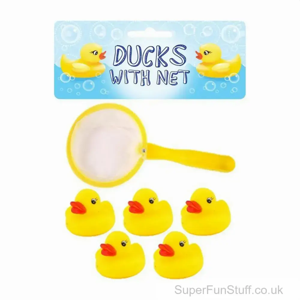 Set of Mini Rubber Ducks With Net Bath Toy Rubber Duckys Gift - Main Image
