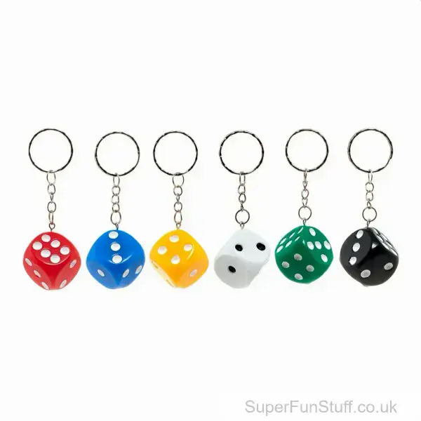 Solid Dice Keyring - 1.6cm | Novelty Keychain Gift For Kids Or Adults