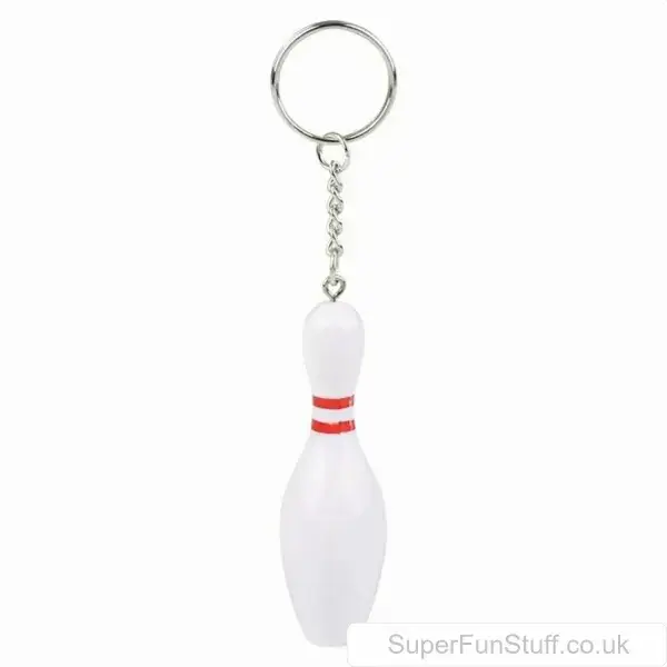 Solid Plastic Bowling Pin Keyring – Unique Novelty Gift for Bowling Enthusiasts
