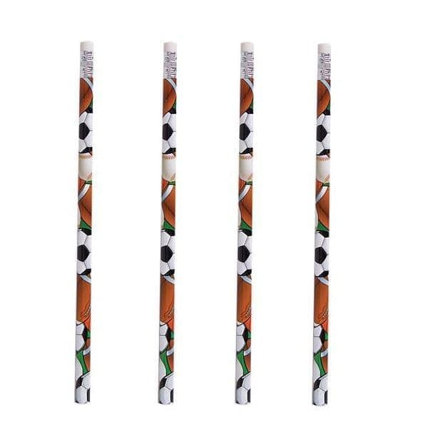 Sports Themed Pencils with Erasers - Set of 3 | Stationery Gifts