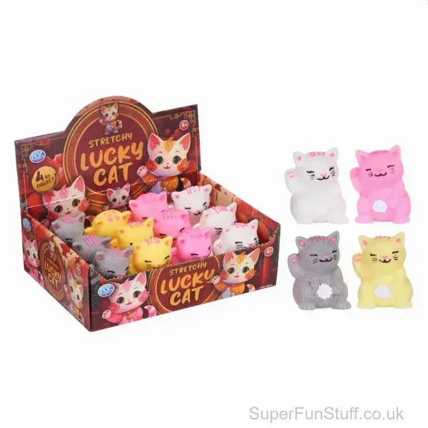 Squeezy Stretchy Lucky Cat Stress Toy - 7.5cm