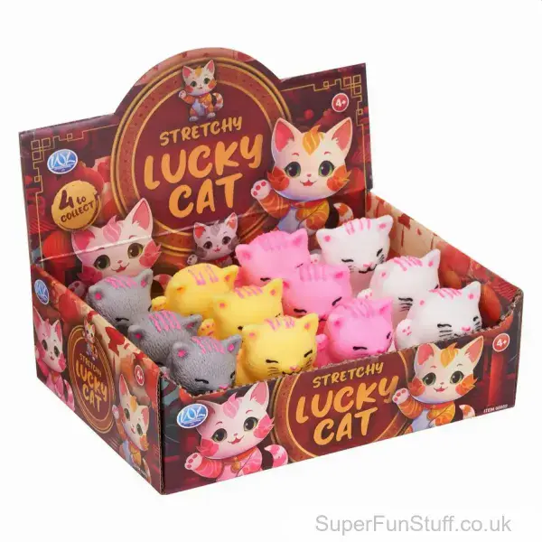 Squeezy Stretchy Lucky Cat Stress Toy - 7.5cm | Stress Toy Gift