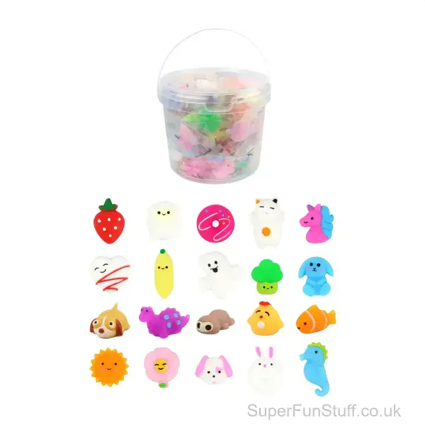 Squishies Bulk Pack of 100 In Bucket - 3-5cm