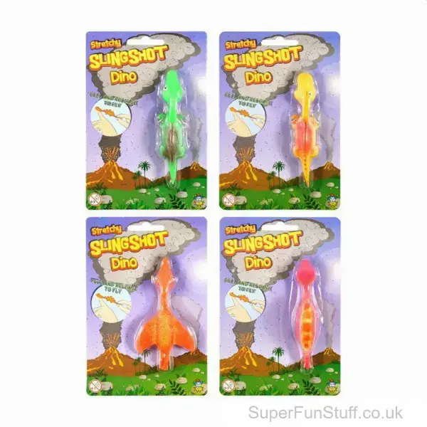 Stretchy Dinosaur Slingshot Shooter - 11cm | Pocket Money Dino Toy For Kids |  SuperFunStuff.co.uk