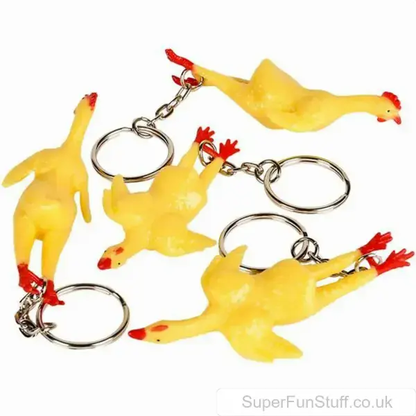 Stretchy Rubber Chicken Keyring | Kids Toys Animal Joke