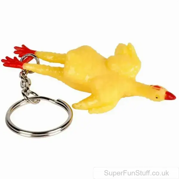 Stretchy Rubber Chicken Keyring | Kids Toys Animal Joke