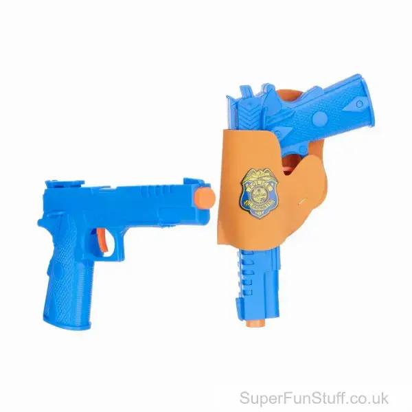 Twin Police Gun Set with Holsters - 19cm | Kid's Toy Weapons | Fancy Dress Accessory