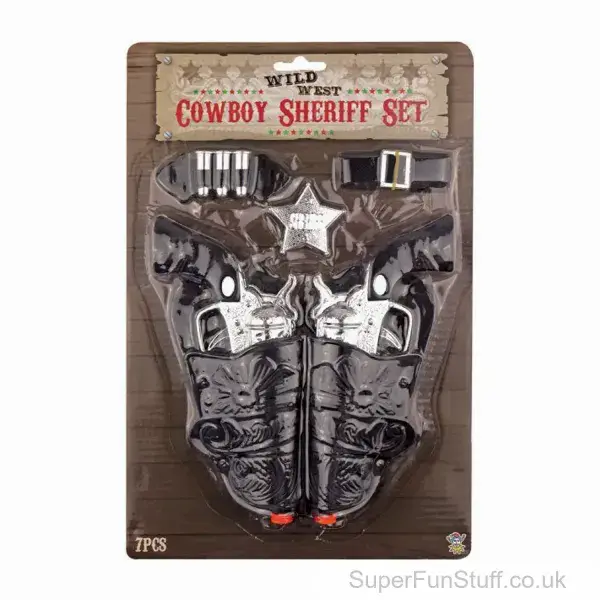 Toy Twin Holster Guns | Cowboy Toy Weapons for Kids | 7 Piece Set