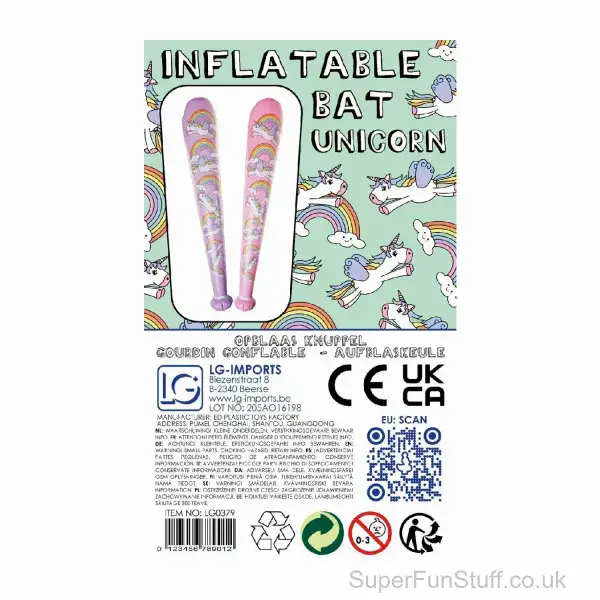 Unicorn Party Toy Inflatable Bat - 85cm | Blow Up Toys For Kids