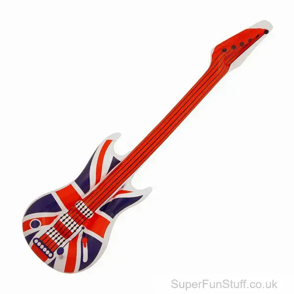 Union Jack Guitar Inflatable - 106cm | Blow Up Toy Instrument | British Themed Party